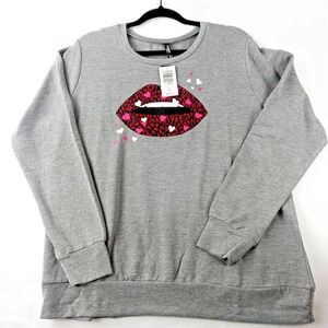Torrid Sweatshirt Lips Heart Print Size 0 L Womens Sleep Shirt Long Sleeve